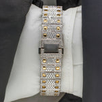 Load image into Gallery viewer, Back View Of Arabic Dial Moissanite Watch For Women | 36 MM | Yellow Gold Tone
