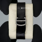 Load image into Gallery viewer, Back View Of Arabic Yellow Dial Black Leather Belt Moissanite Watch | 41 MM
