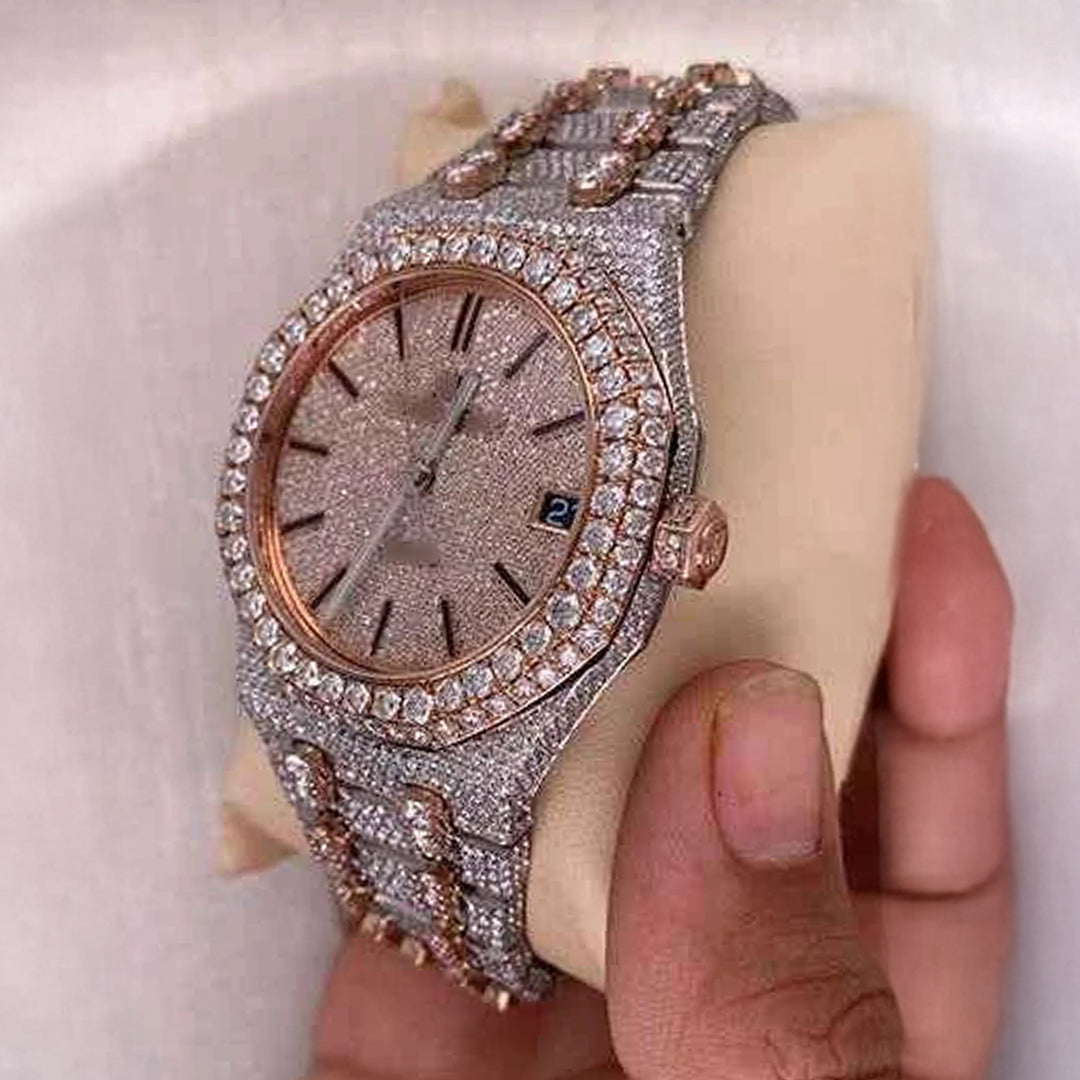 Side View Of iced-out-ap-moissanite-watch
