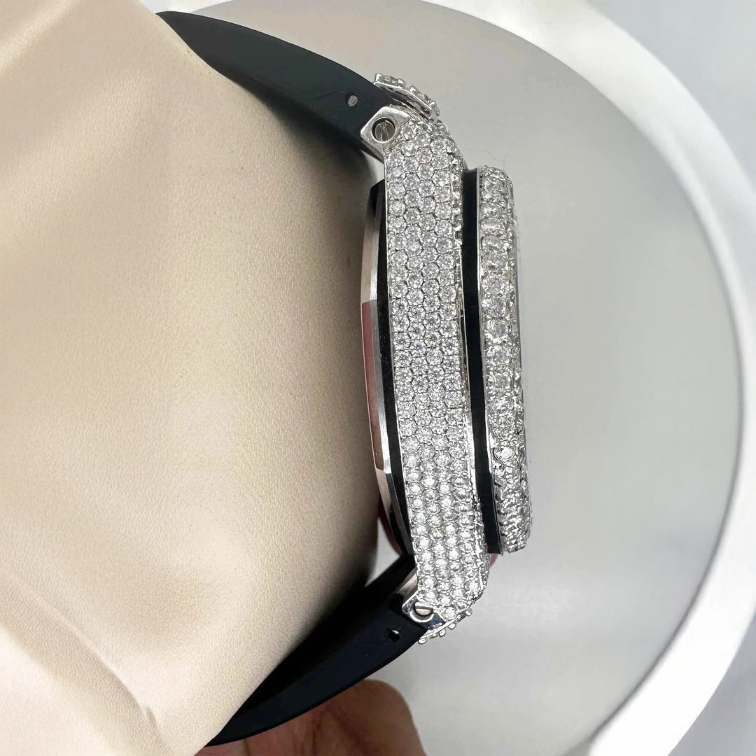 Side View Of Bust-Down-Rubber-Band-Moissanite-Watch