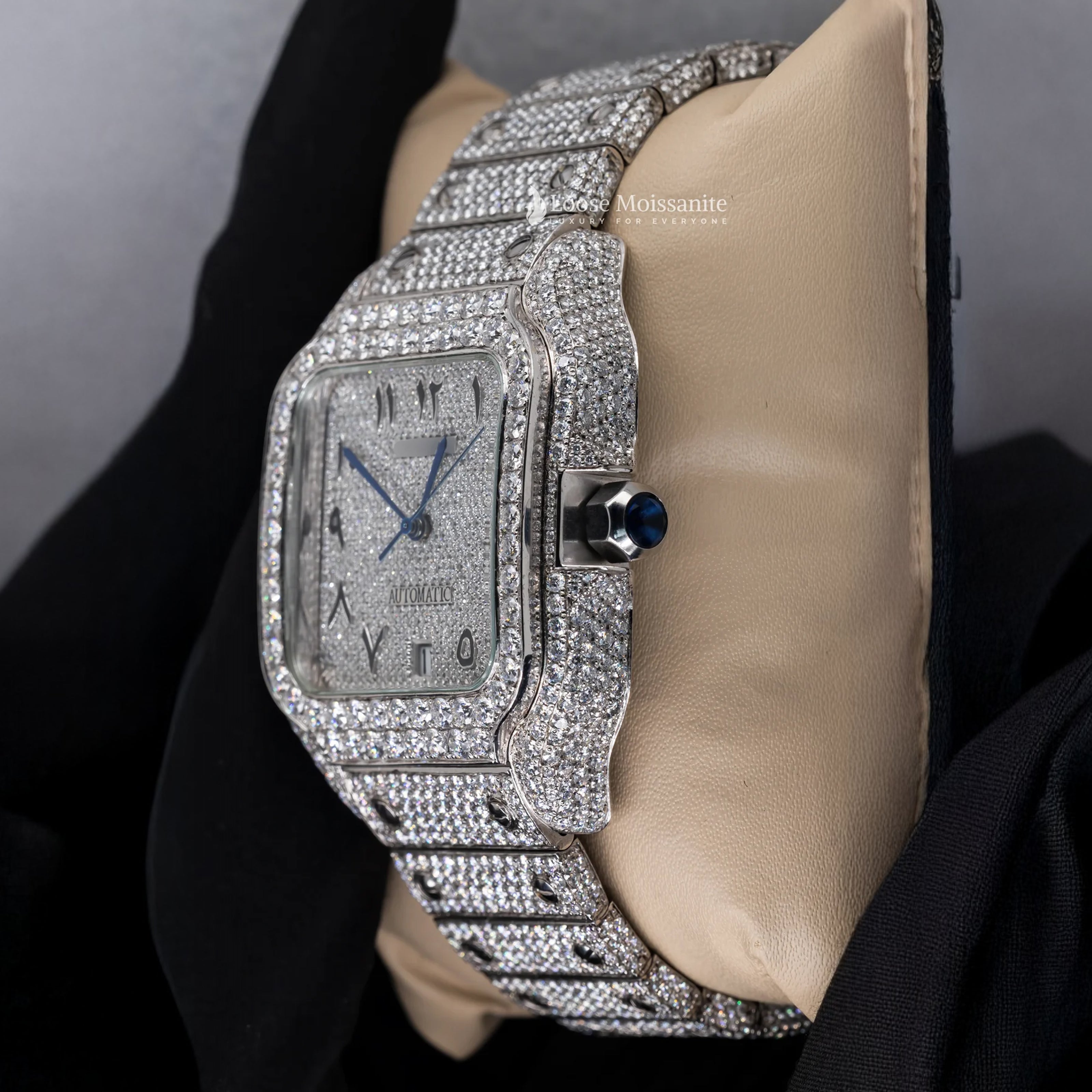 Shop Arabic Dial Moissanite Square Watch – Loose Moissanite