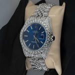 Load image into Gallery viewer, Side View Of Blue Face Dial Moissanite Diamond Watch | 41MM
