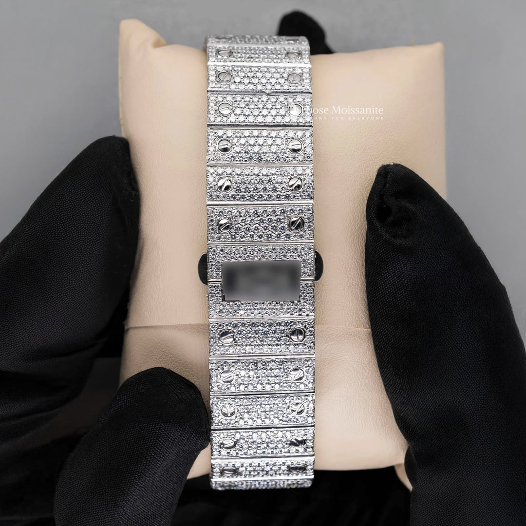 Back View Of Purple Dial Moissanite Watch | 41 MM