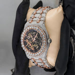 Load image into Gallery viewer, Side View Of Moissanite Diamond Ap Watch | 41MM | Rose Gold Tone
