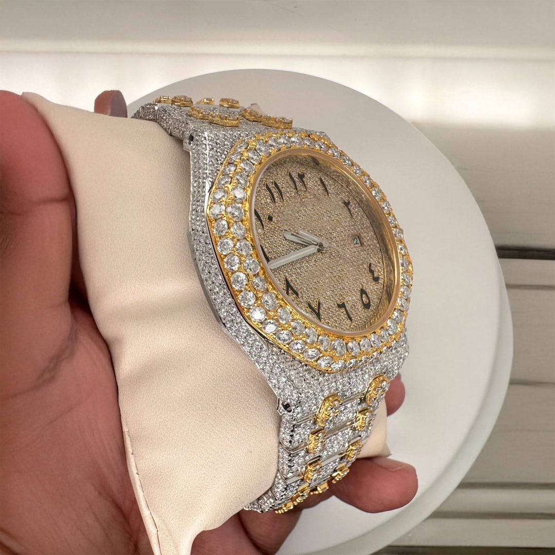 Side View Of Vvs-Moissanite-Diamond-Watch-Two-Tone