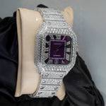 Load image into Gallery viewer, Side View Of Purple Dial Moissanite Watch | 41 MM 
