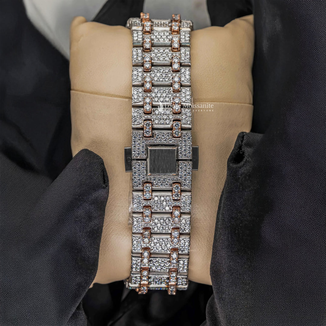 Back View Of Moissanite Diamond Ap Watch | 41MM | Rose Gold Tone