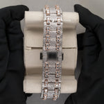 Load image into Gallery viewer, Back View Of Bust Down Stainless Steel Moissanite Watch | 41 MM | Rose Gold Tone
