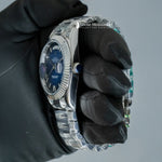 Load image into Gallery viewer, Side View Of Day-Date Blue Dial Stainless Steel Plain Watch
