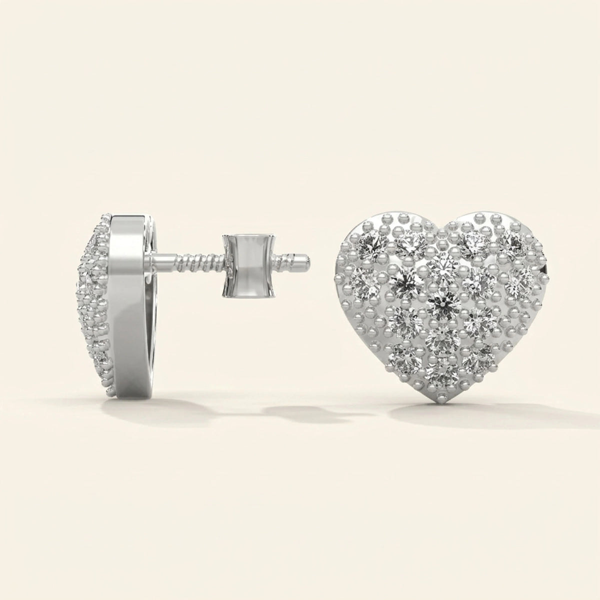 Heart earrings stud