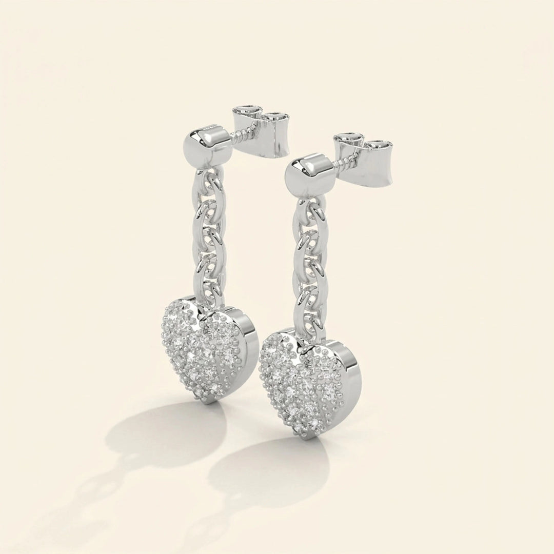 Heart Chain Drop Earrings