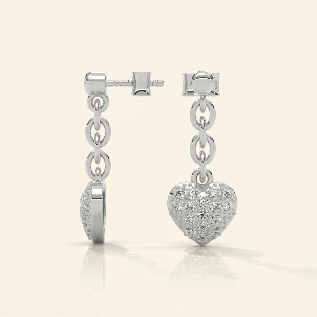 Heart Chain Drop Earrings