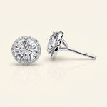 Load image into Gallery viewer, Round Halo Stud Earrings Classic Bezel Look
