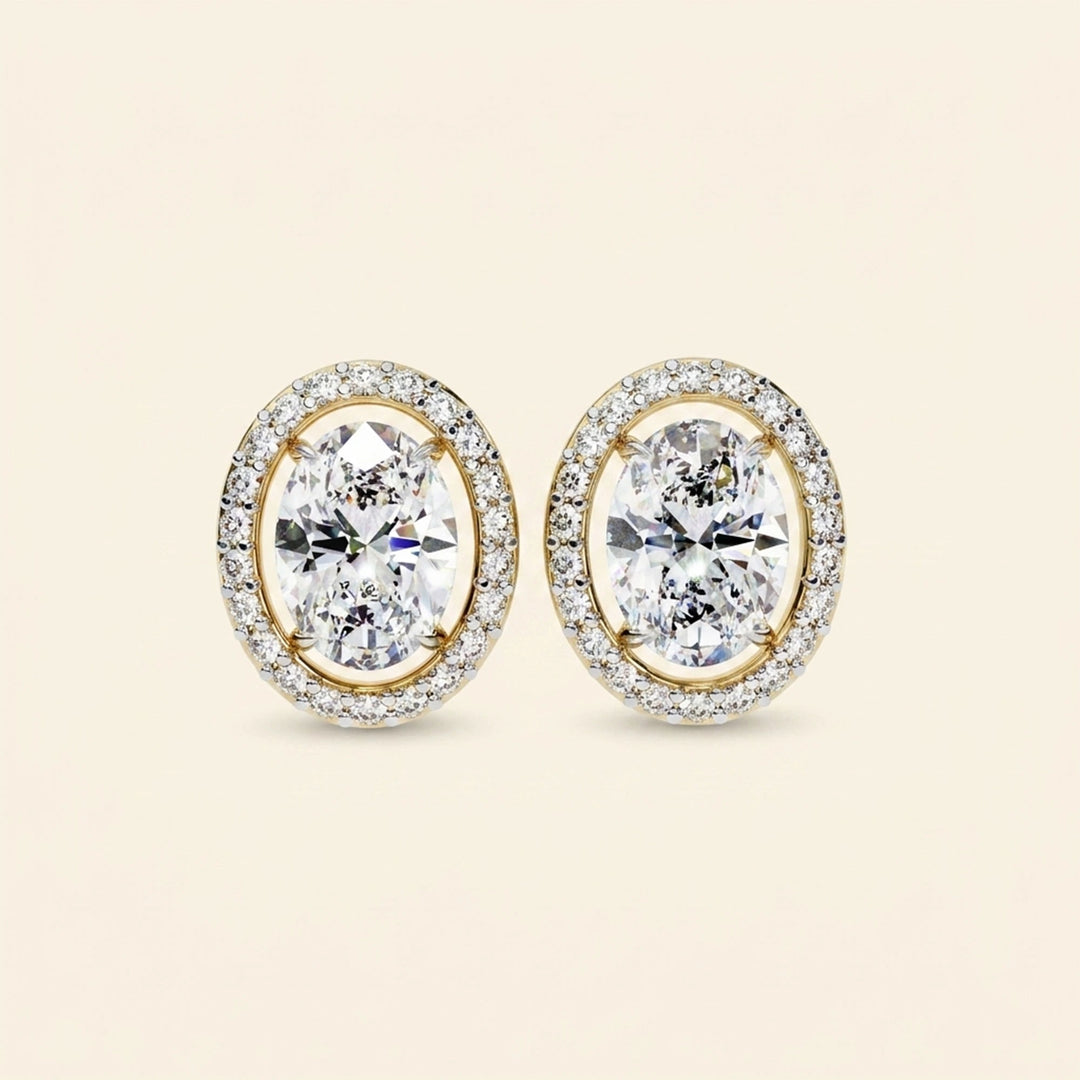Oval Halo Stud Earrings