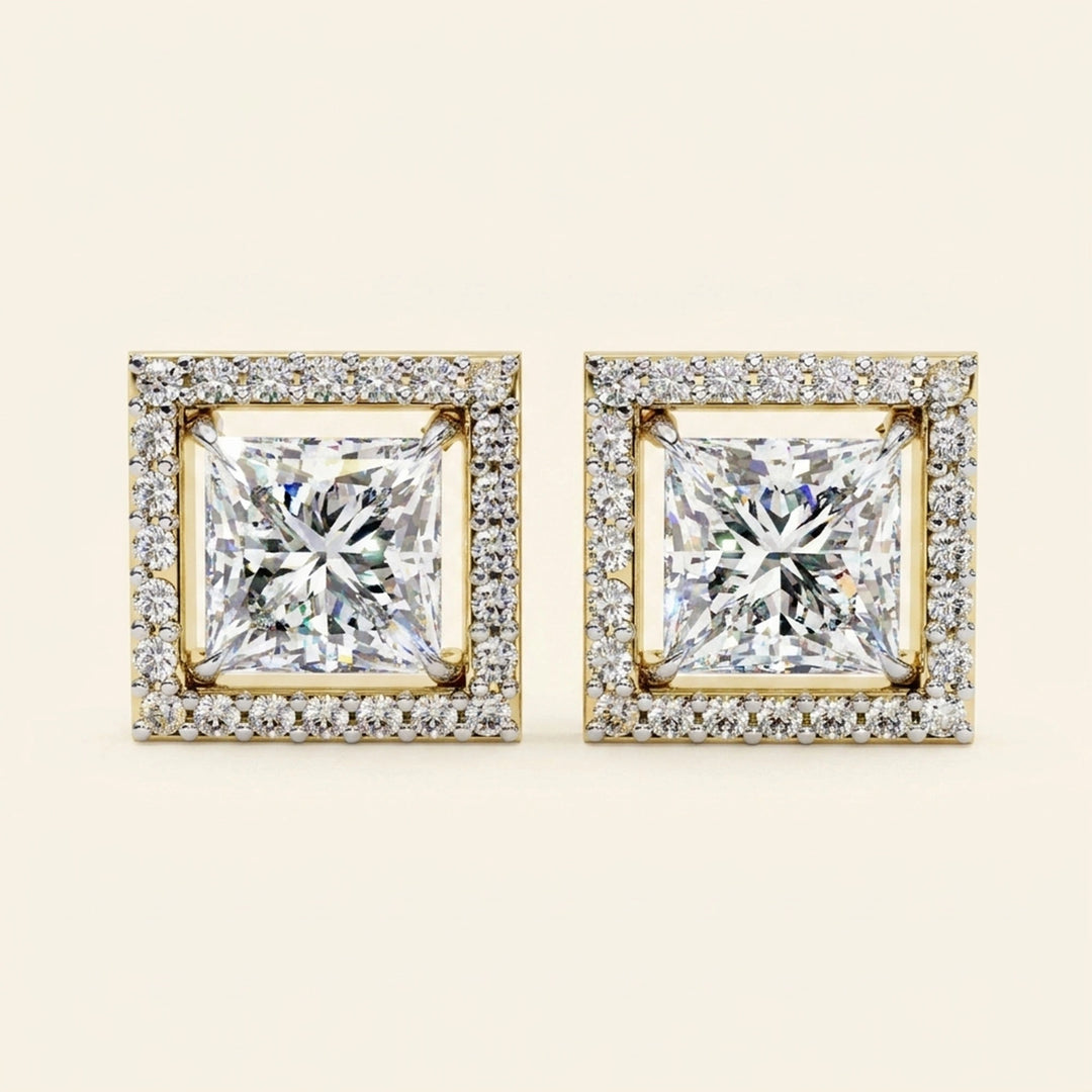 Halo Square Stud Earrings