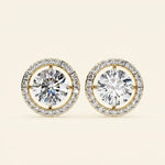 Load image into Gallery viewer, Halo Set Stud Earrings In With Gold Option

