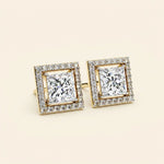 Load image into Gallery viewer, Halo Square Stud Earrings
