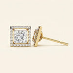 Load image into Gallery viewer, Halo Square Stud Earrings
