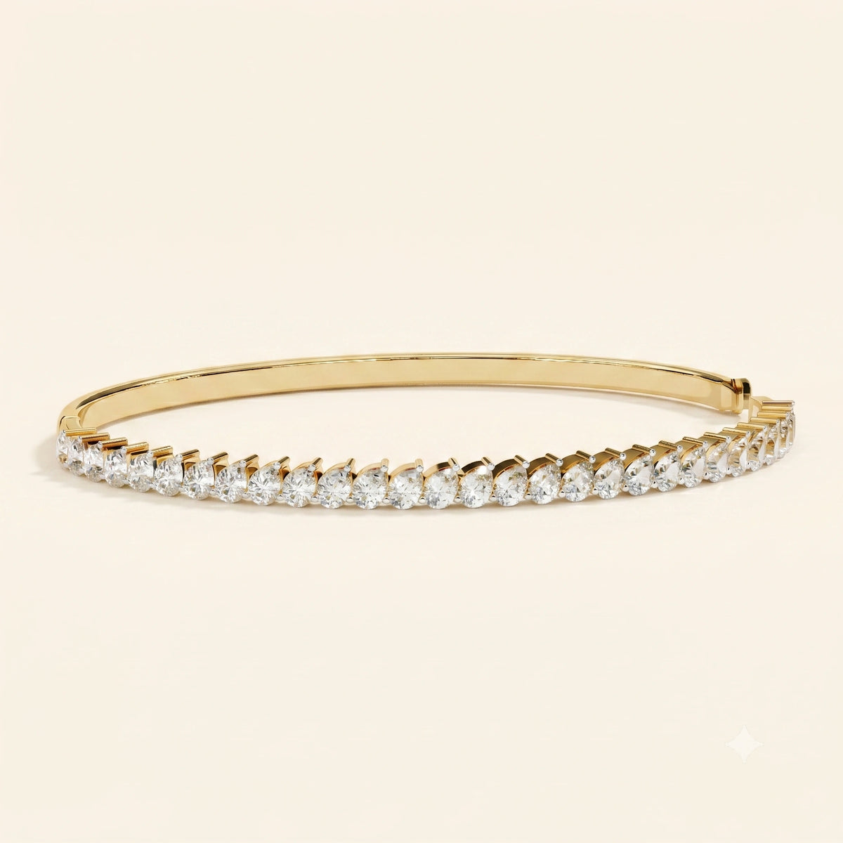 Front view of pear shape bangle bracelet