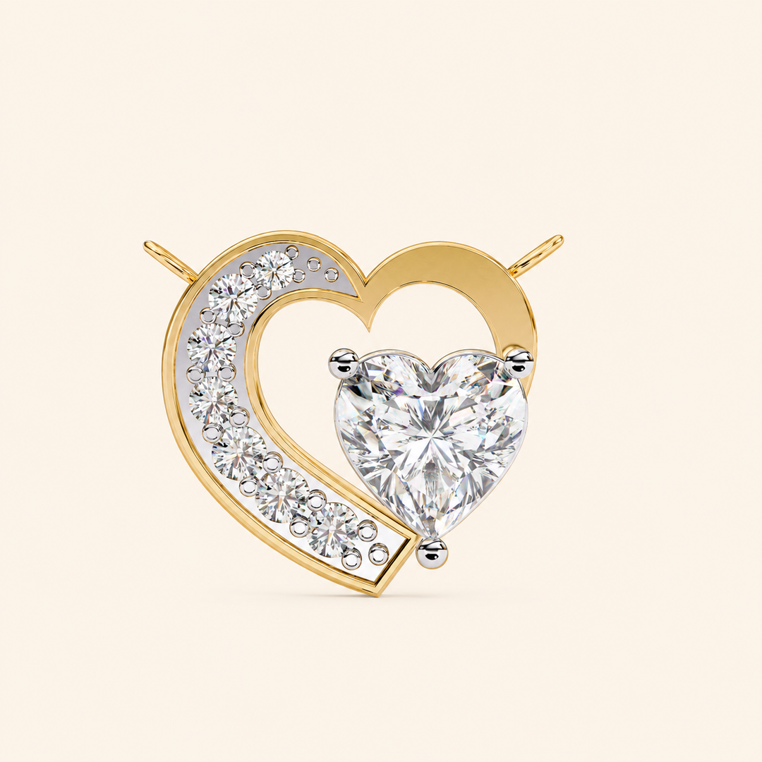  Heart Cut Necklace In Pave Prong Setting