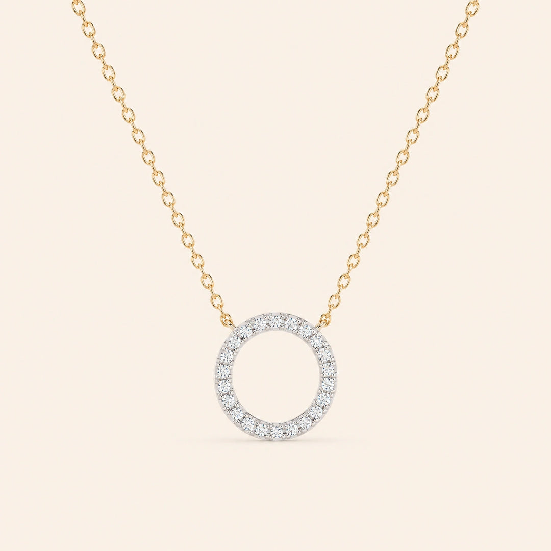 Front View Of Prong Set Circle Necklace