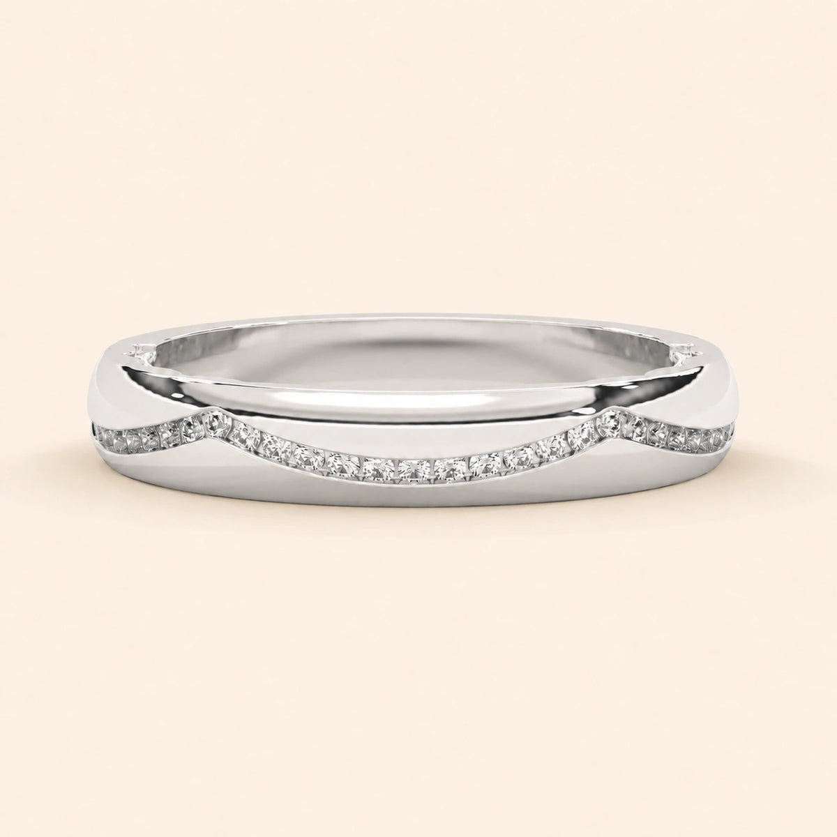 Front view of curved wedding band