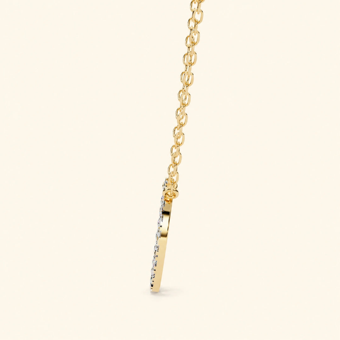 Side View Of Prong Set Circle Necklace