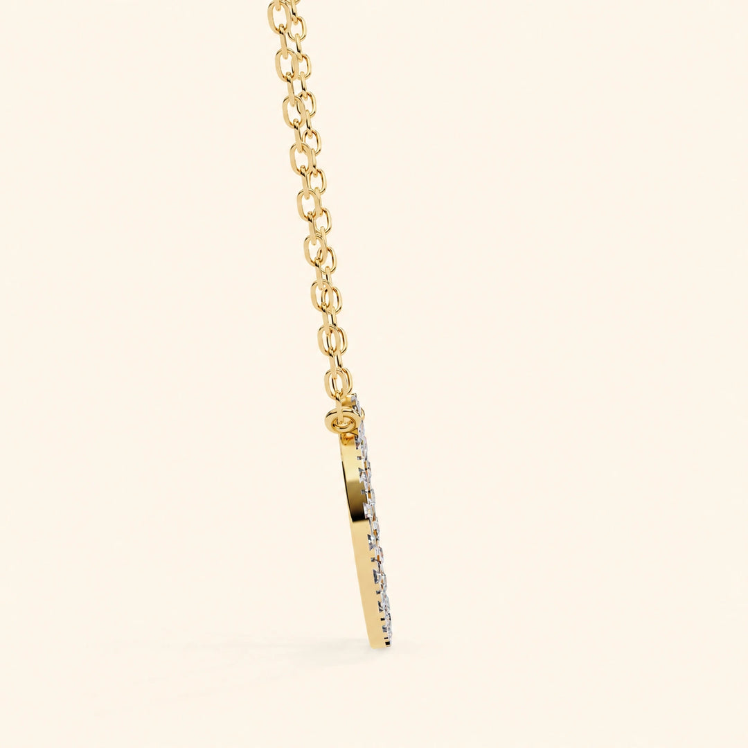 Side View Of Prong Set Circle Necklace