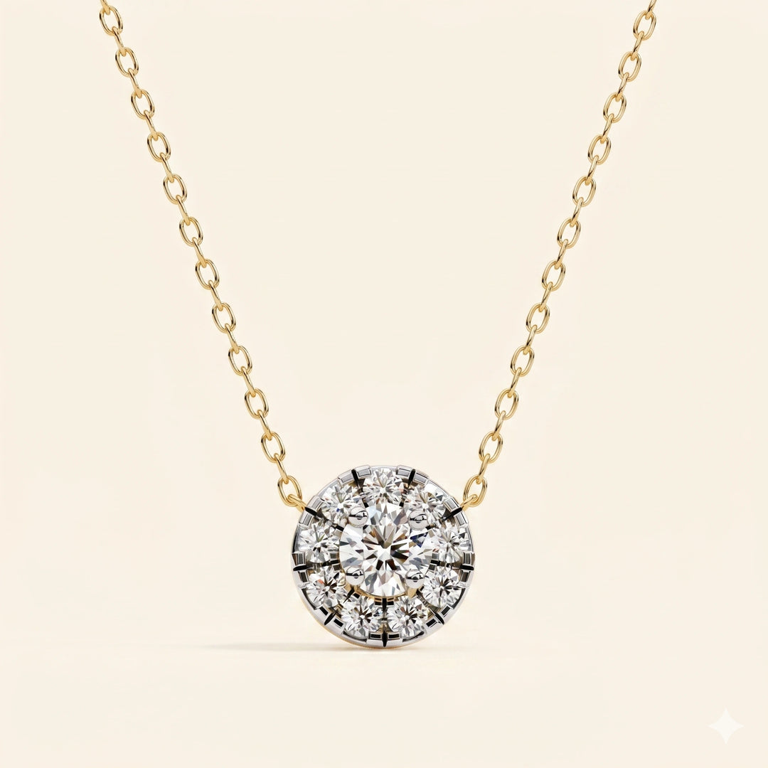 Front View Of Prong Set Cluster Necklace