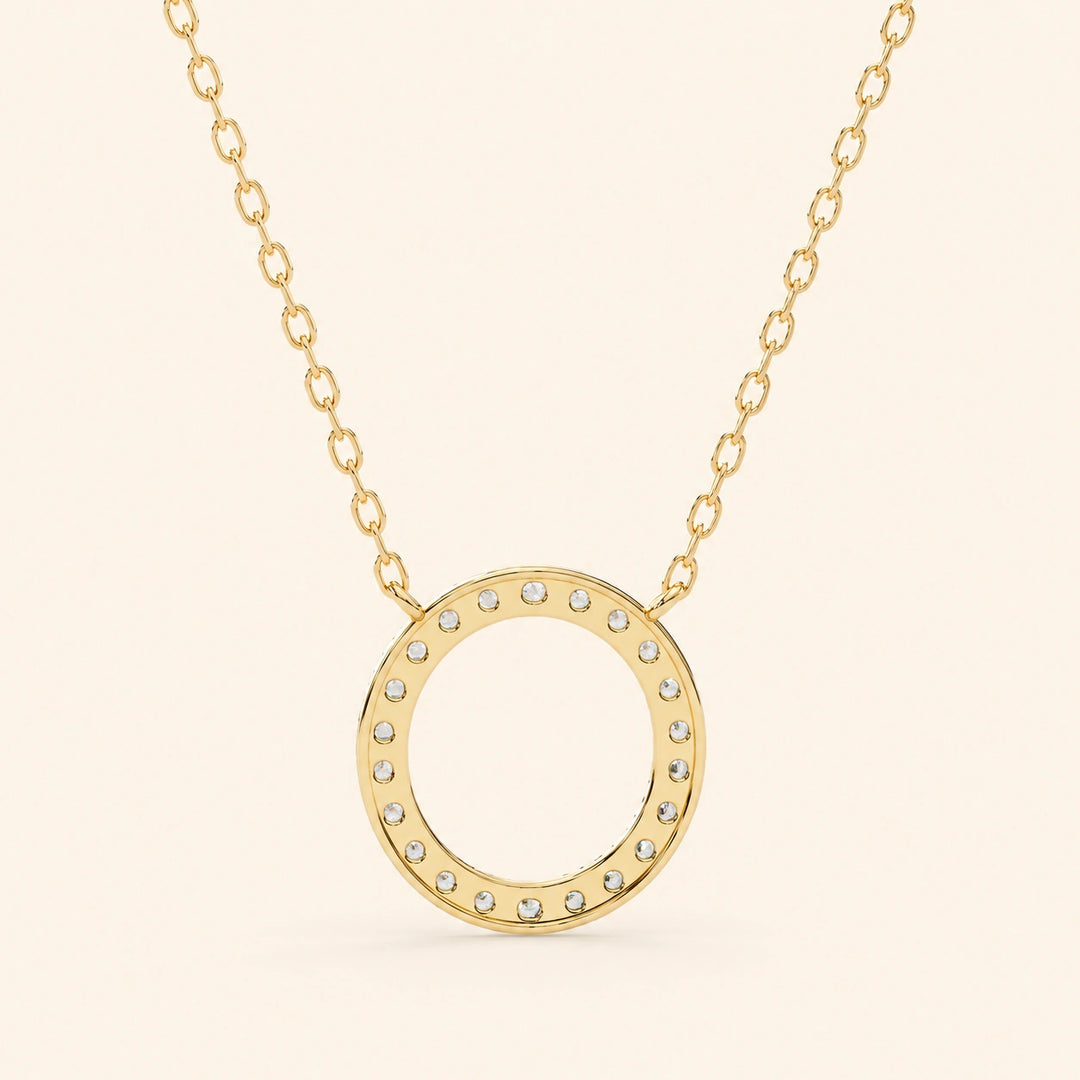 Back View Of Prong Set Circle Necklace