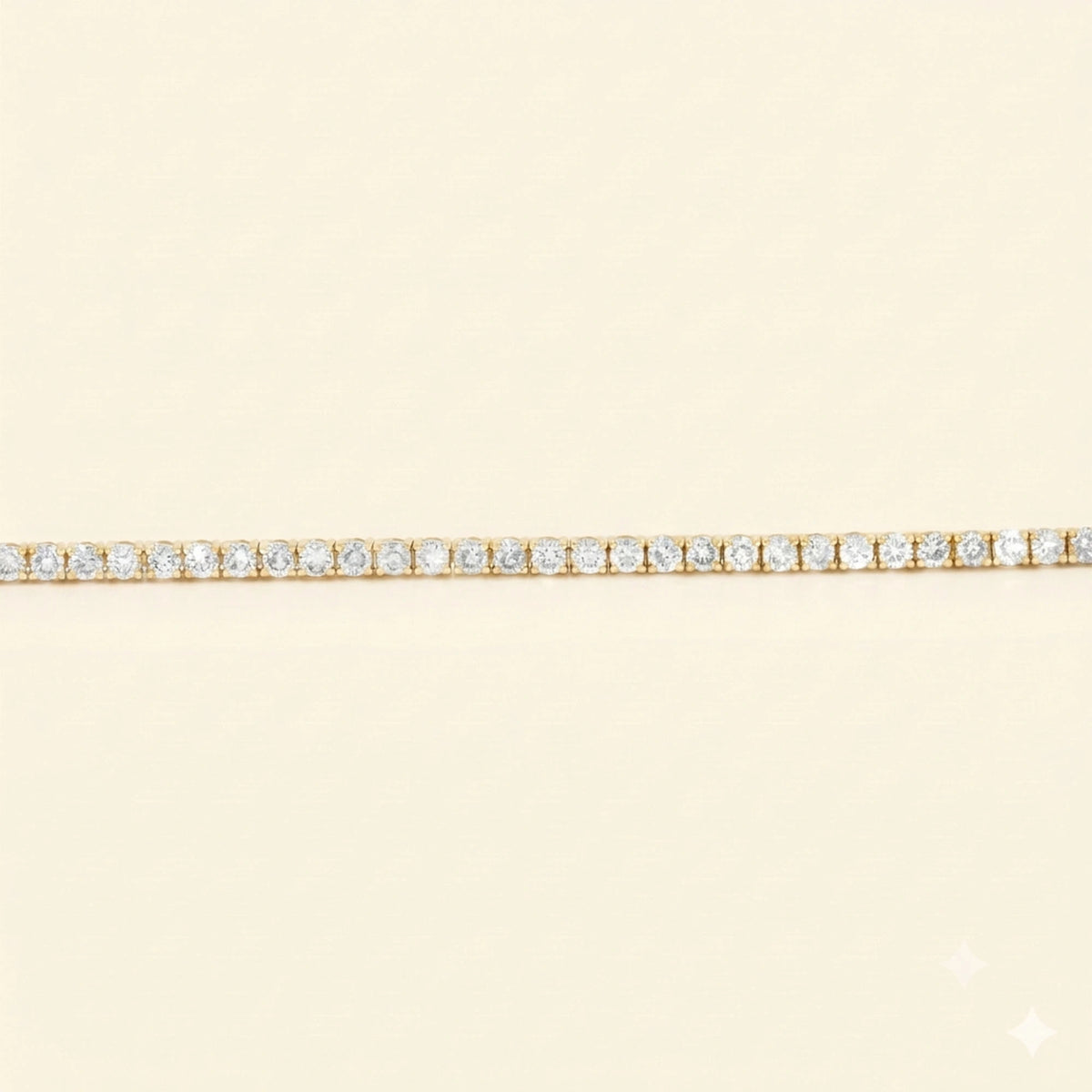 Close up view of prong set tennis bracelet