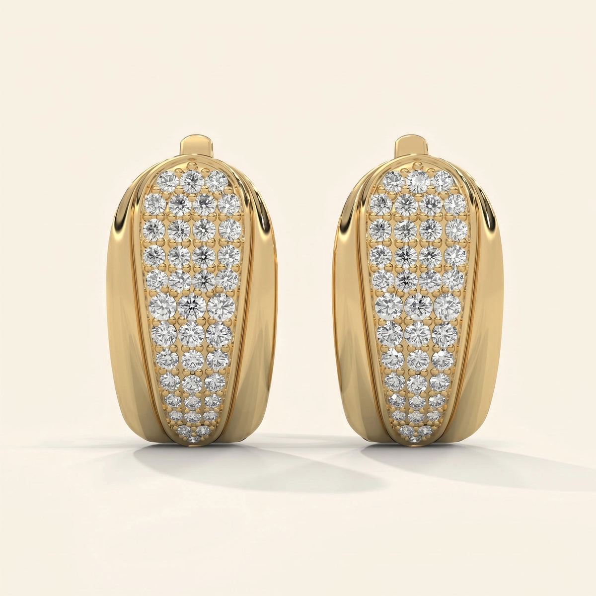 Front view of pave hoop earrings 