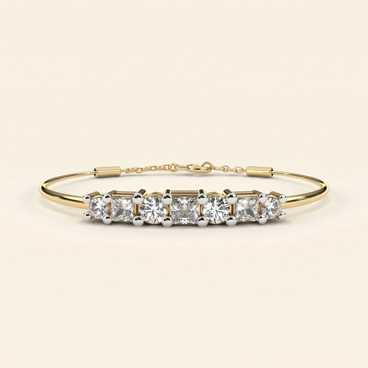 Front view of line bangle bracelet