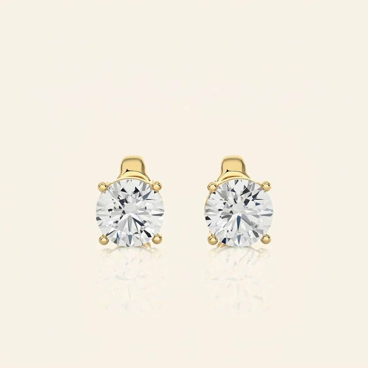 Front view of round stud earrings
