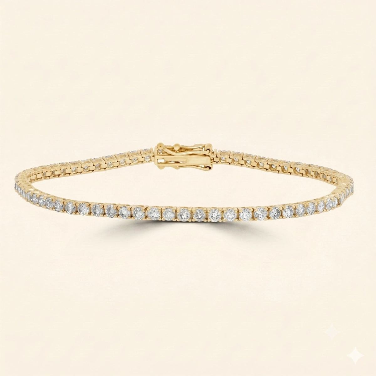 Front view of prong set tennis bracelet