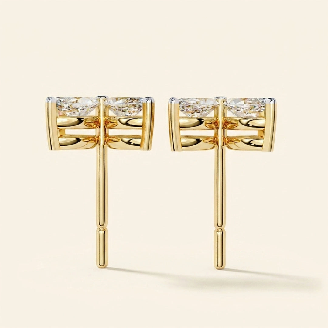Earrings Studs Floral Marquise Cluster Design