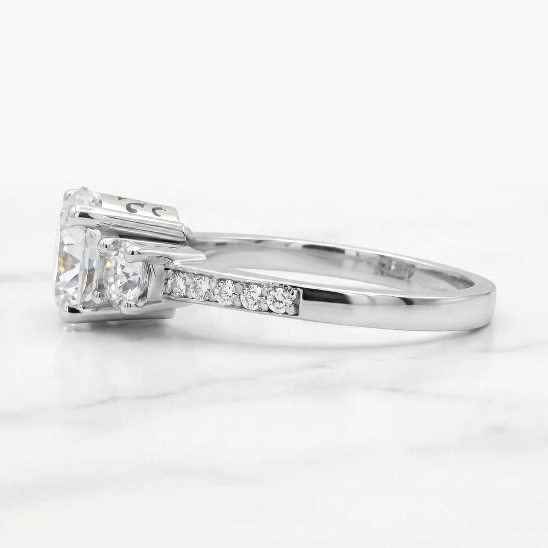 2 Ct Round three stone moissanite ring in sterling silver