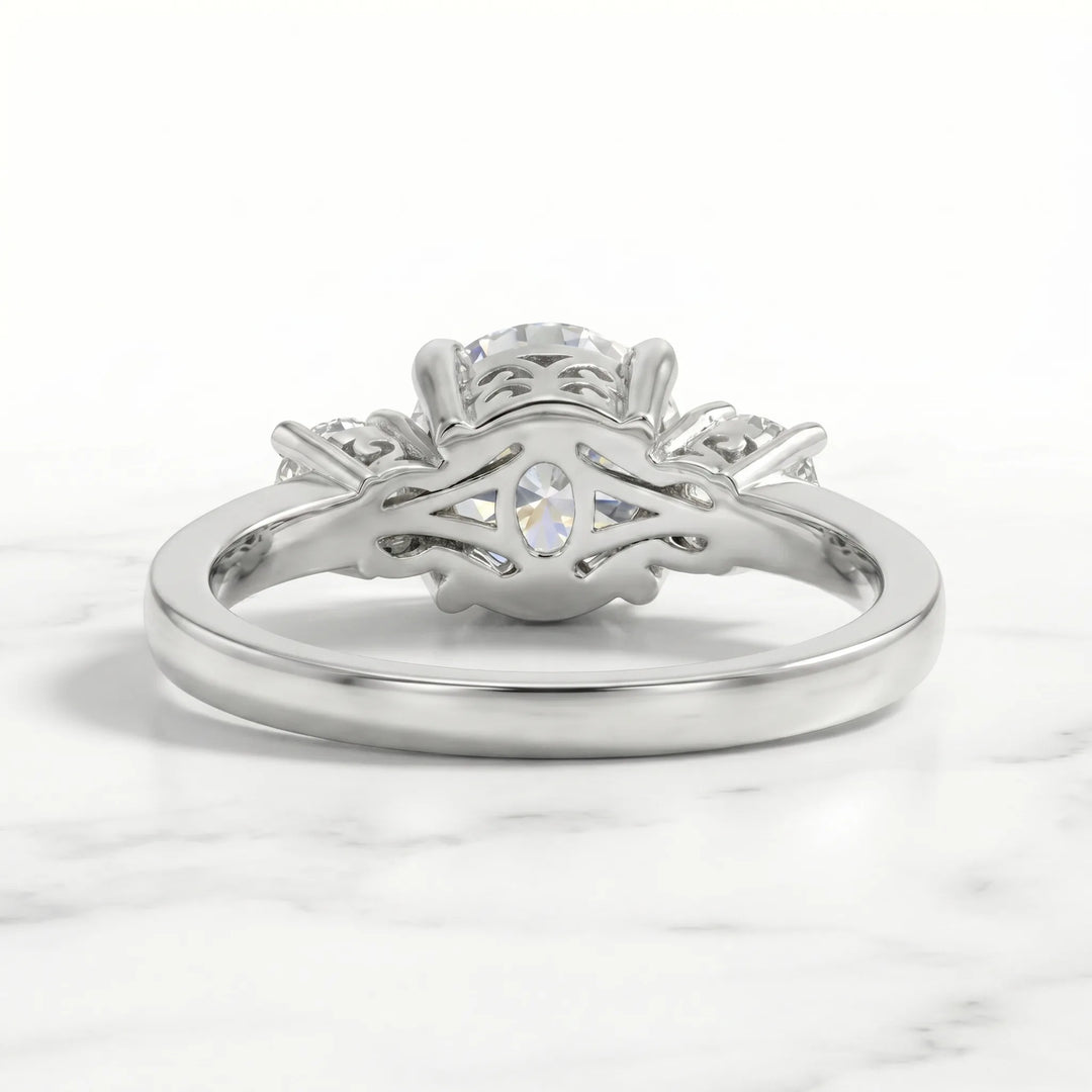 2 Ct Round three stone moissanite ring in sterling silver