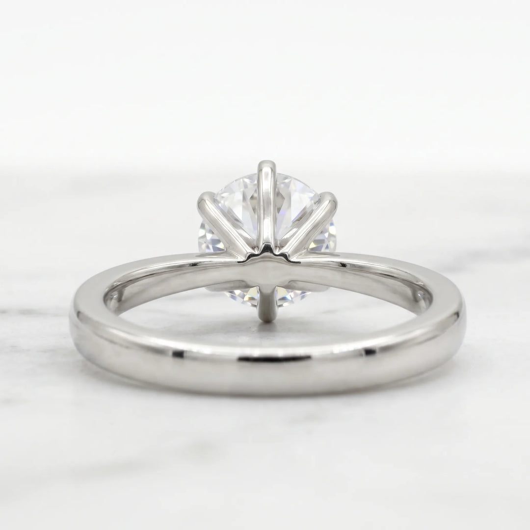 1 Ct Round six prong moissanite solitaire ring in silver