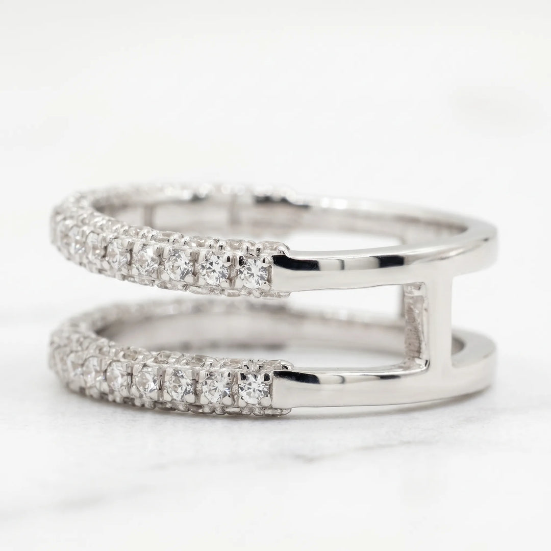 2 Ct Round Moissanite Half Eternity Wedding Band in Silver