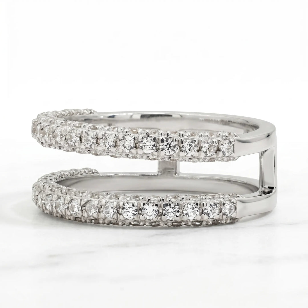 2 Ct Round Moissanite Half Eternity Wedding Band in Silver