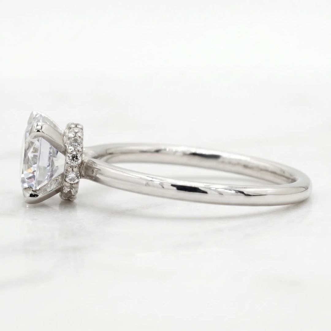 1.50 Carat Moissanite Round Hidden Halo Engagement Ring