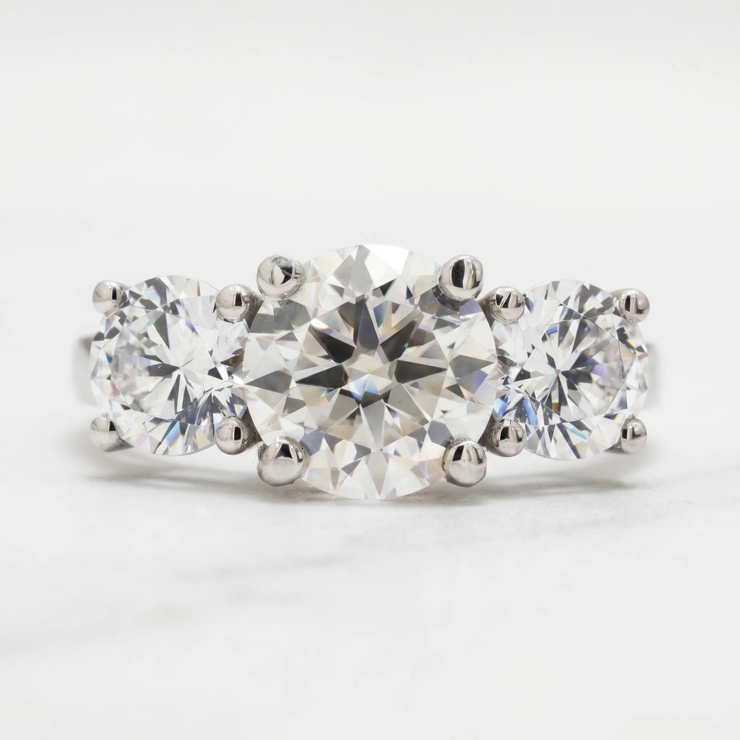 2 Ct Moissanite Round Three Stone Engagement Ring in Silver