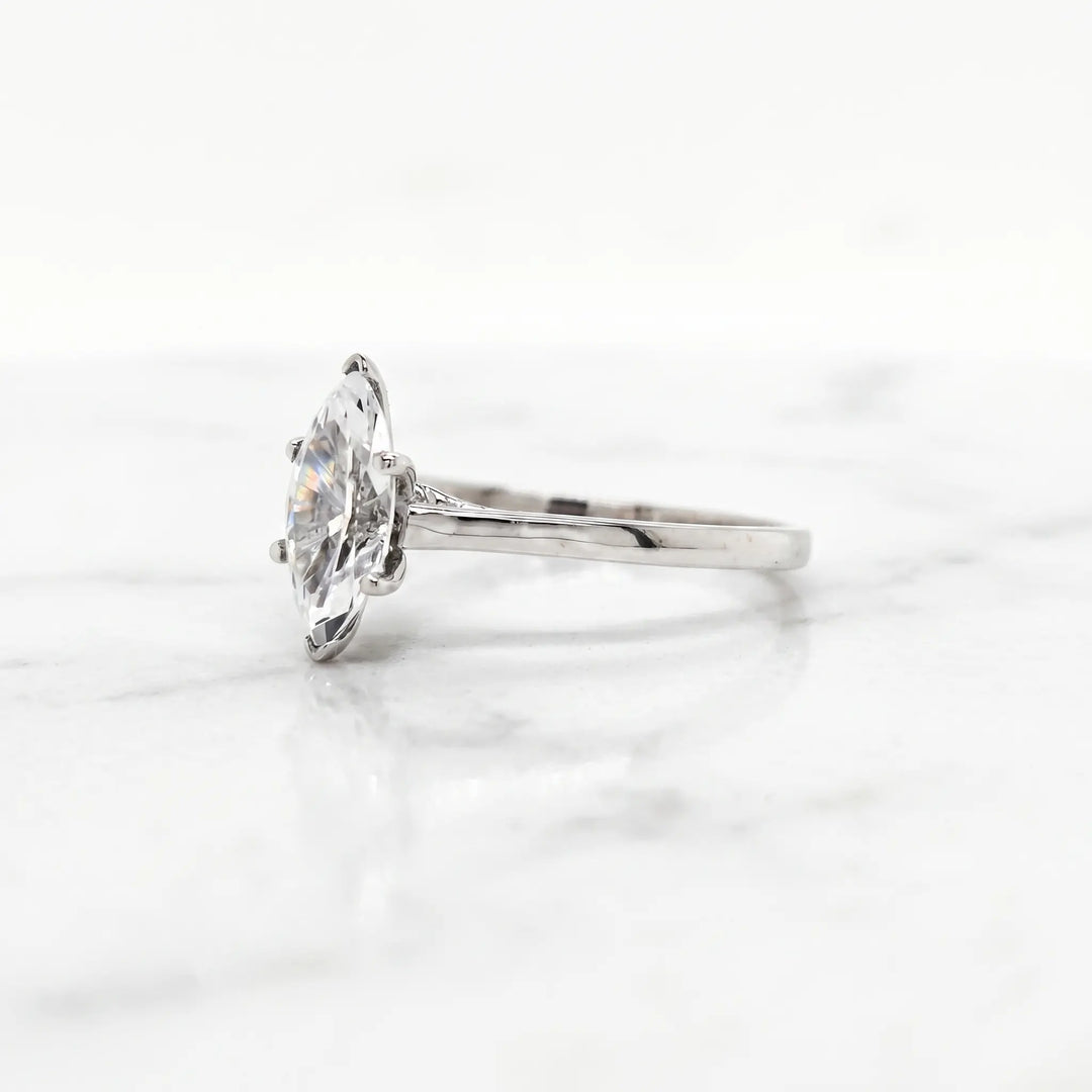 1.25 Ct Marquise Moissanite Ring In Silver