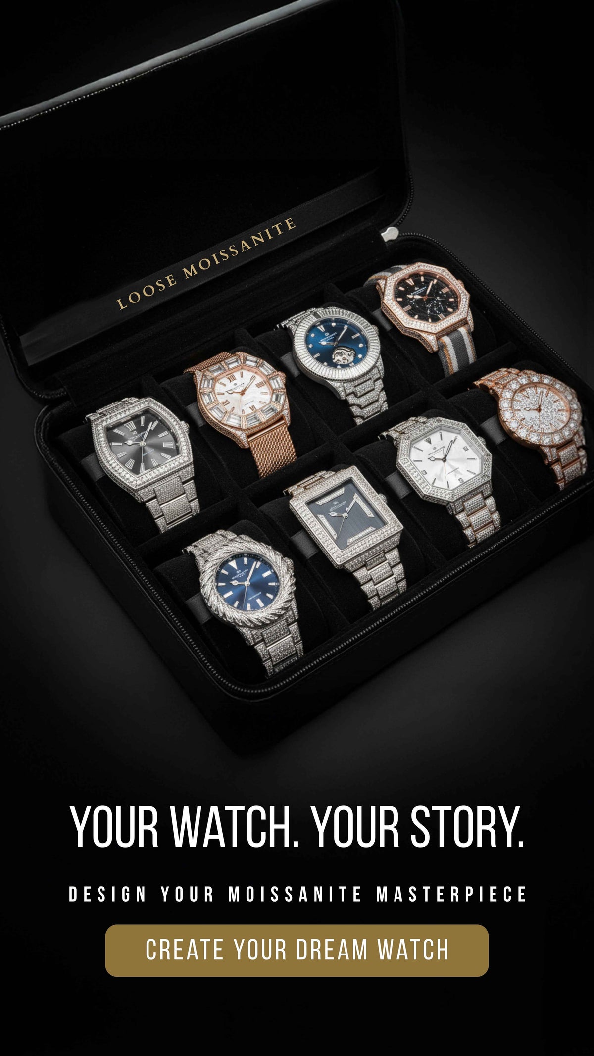 Custom moissanite watch