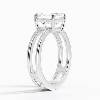 1.50 Ct Asscher Cut Moissanite Double Band in Yellow Gold