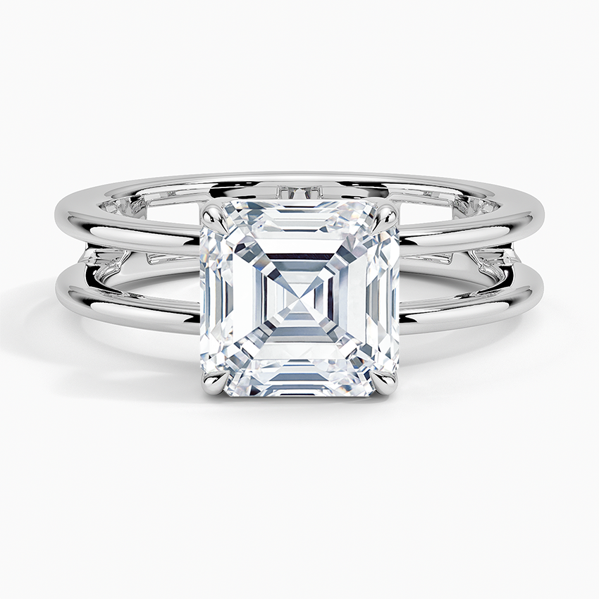 1.50 Ct Asscher Cut Moissanite Double Band in Yellow Gold