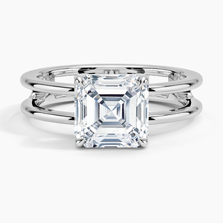 1.50 Ct Asscher Cut Moissanite Double Band in Yellow Gold