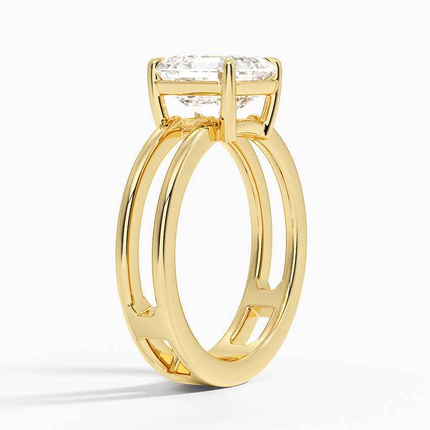 1.50 Ct Asscher Cut Moissanite Double Band in Yellow Gold