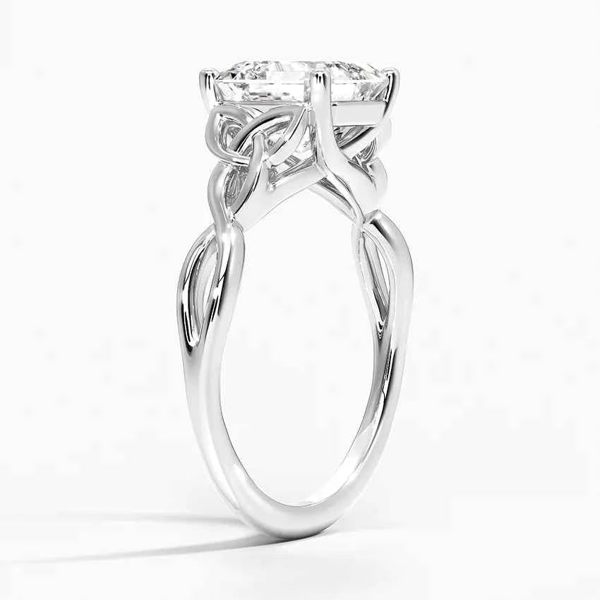 1.50 Ct Asscher Cut Twisted Moissanite Ring White Gold